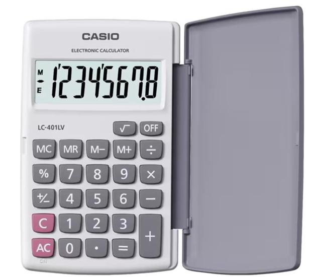 Casio LC-401LV-WE 8 Hane Cep Tipi Hesap Makinesi